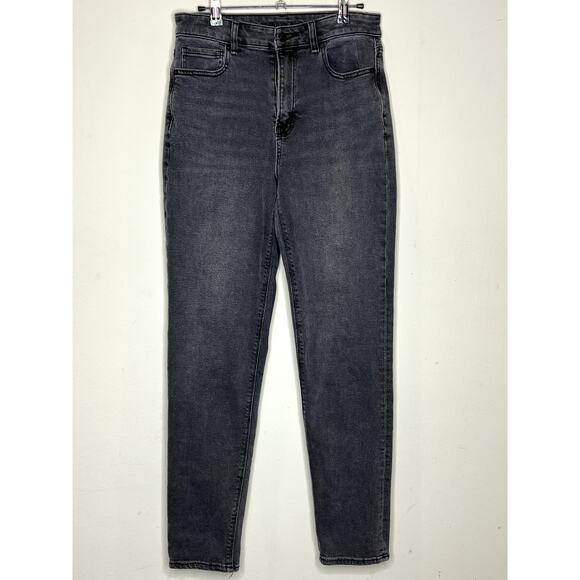 American Eagle Size 6 X Long Mom Jeans Gray Zip Fly High Rise Stretch Denim - Picture 1 of 7